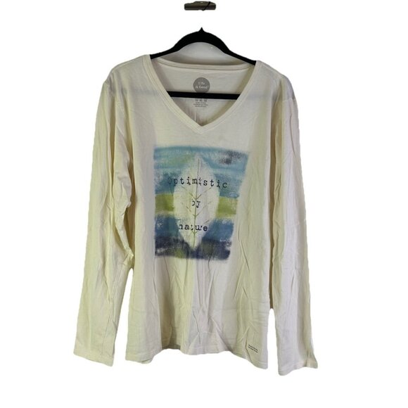 Life is Good Optimistic By Nature Long Sleeve T Shirt Womens XL - Picture 1 of 6